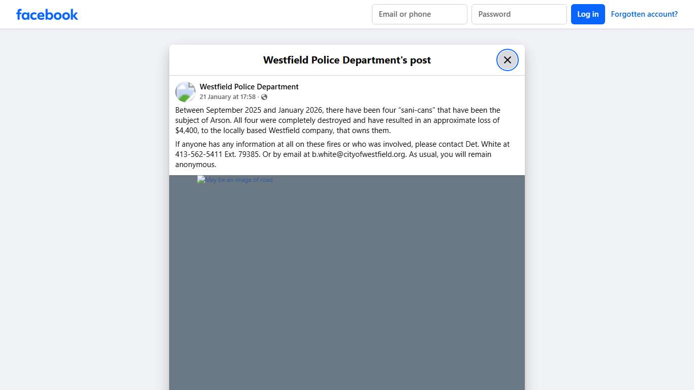 Between September 2025 and... - Westfield Police Department Facebook
